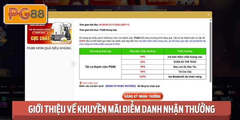 Tổng quan về chương trình khuyến mãi điểm danh hàng ngày.